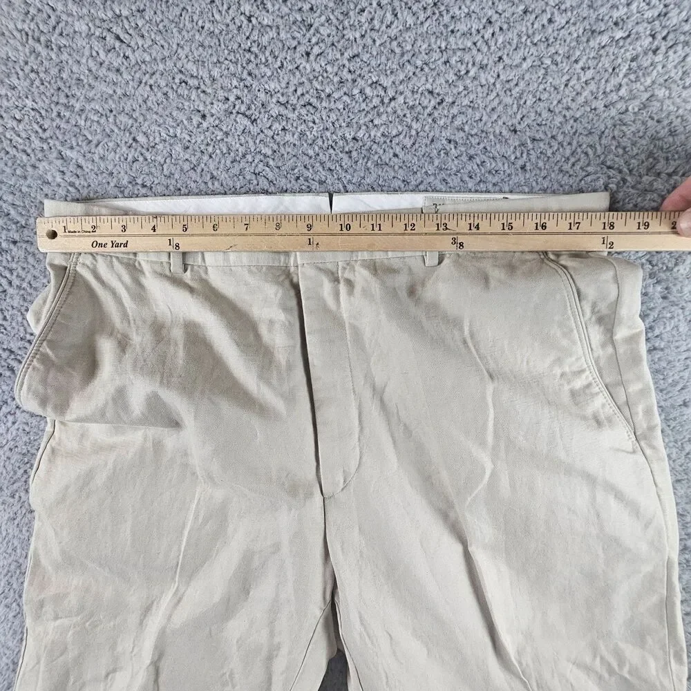 Banana Republic Pants Mens 36x31* Beige Linen Cotton Flat Front Lined Casual